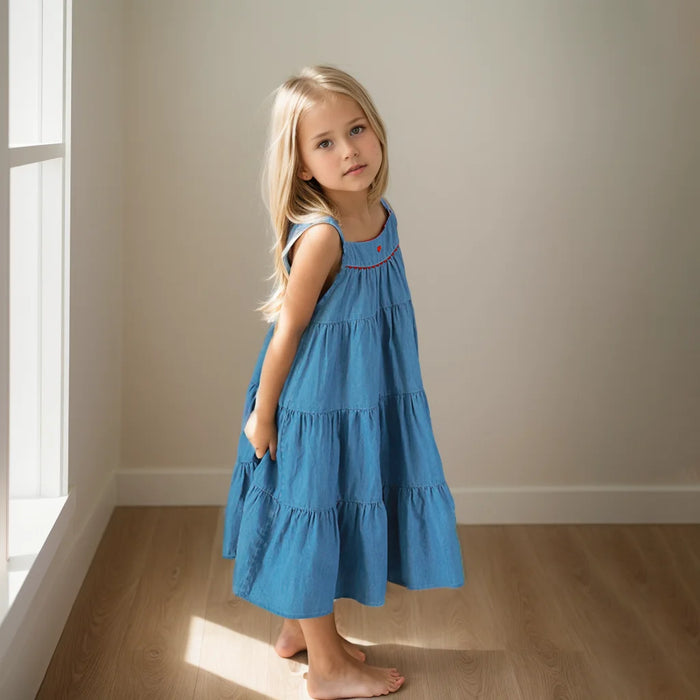 Summer Toddler Girl Denim Dress Fashion Girls Dresses Baby Girl Holiday Dress