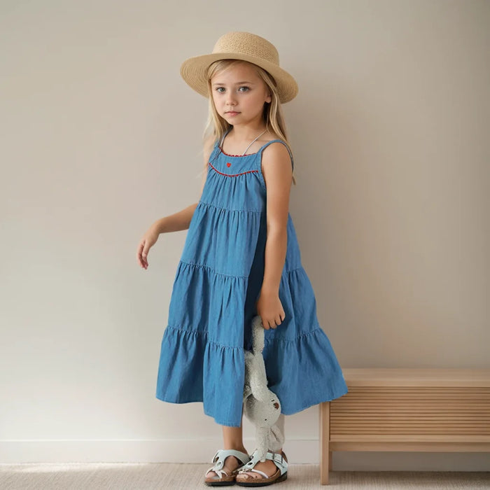 Summer Toddler Girl Denim Dress Fashion Girls Dresses Baby Girl Holiday Dress