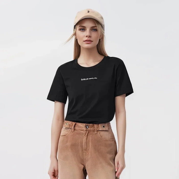 SemirT Shirt Women Letter Base Drop Shoulder