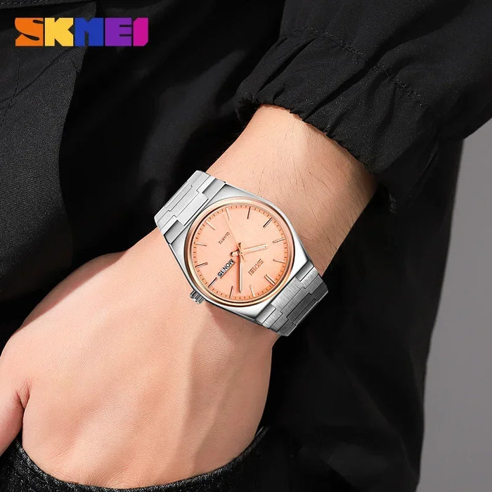 SKMEI 9288 Mens Waterproof Business Wristwatches Man reloj hombre  Casual Quartz Clock Male Full Steel Time Week Sports Watch