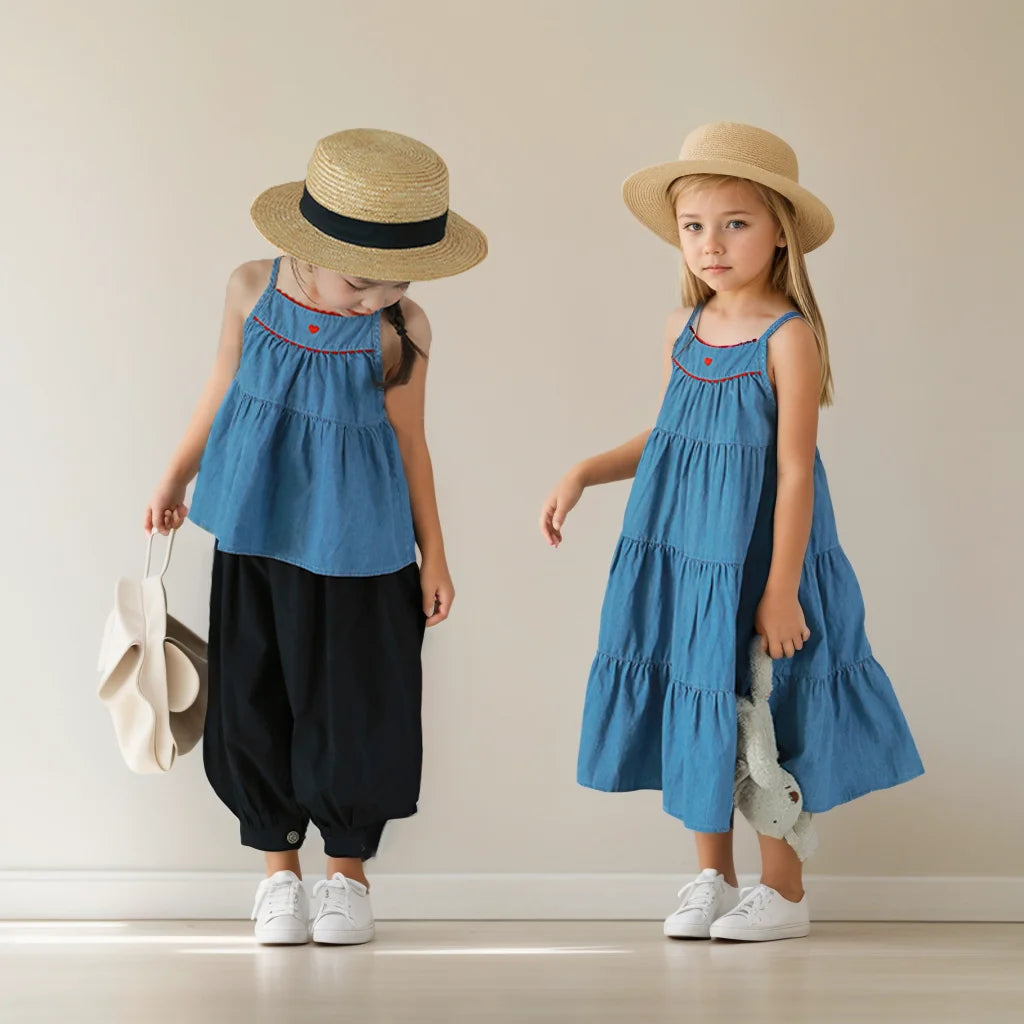 Summer Toddler Girl Denim Dress Fashion Girls Dresses Baby Girl Holiday Dress