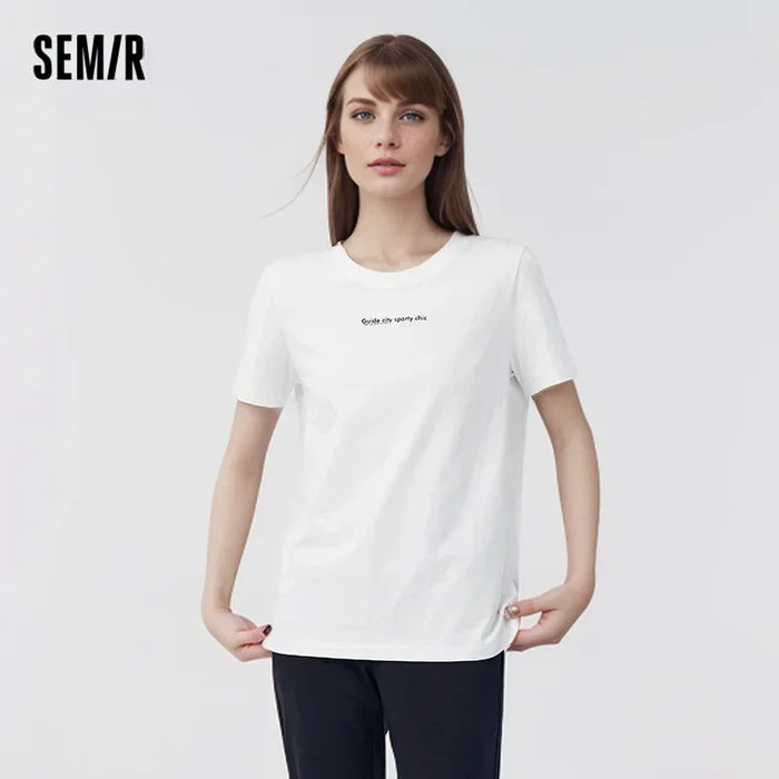 SemirT Shirt Women Letter Base Drop Shoulder