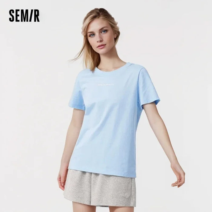 SemirT Shirt Women Letter Base Drop Shoulder